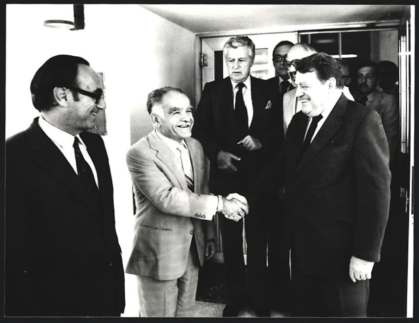 Photograph PA Werek, Bonn, F. J. Strauss in Israel with Foreign Minister Shamir