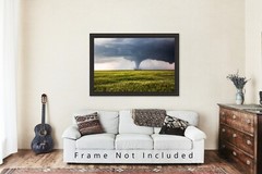 Storm Photography Print – Picture of Tornado Passing Behind Farmhouse in Kansas
