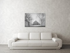 Morning Fog Moody Gettysburg Pennsylvania Black and White Photography Art Print