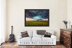 Storm Photography Print: Oklahoma, Barn, Wheat Field, Thunderstorm, Picture
