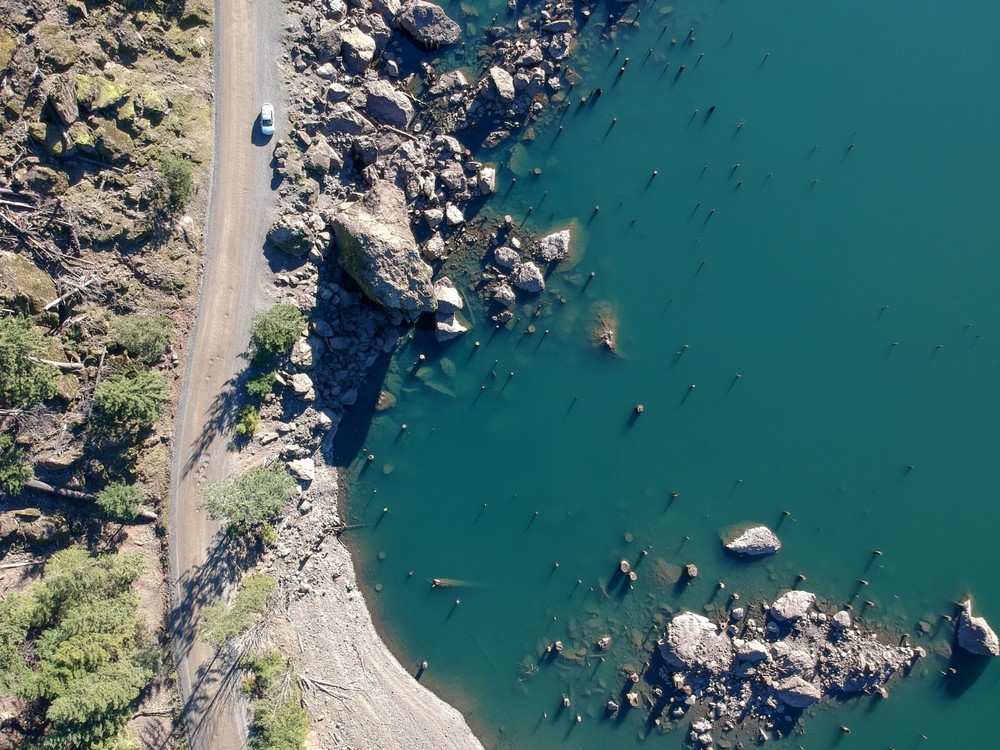 Lake Cushman Winter/Aerial View Print #1