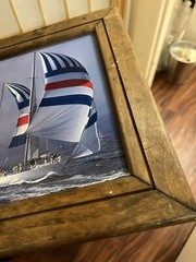 Photograph Boating Sailing Framed Wood 13.5 x 11” Sydney Hobart Yacht Race 13751