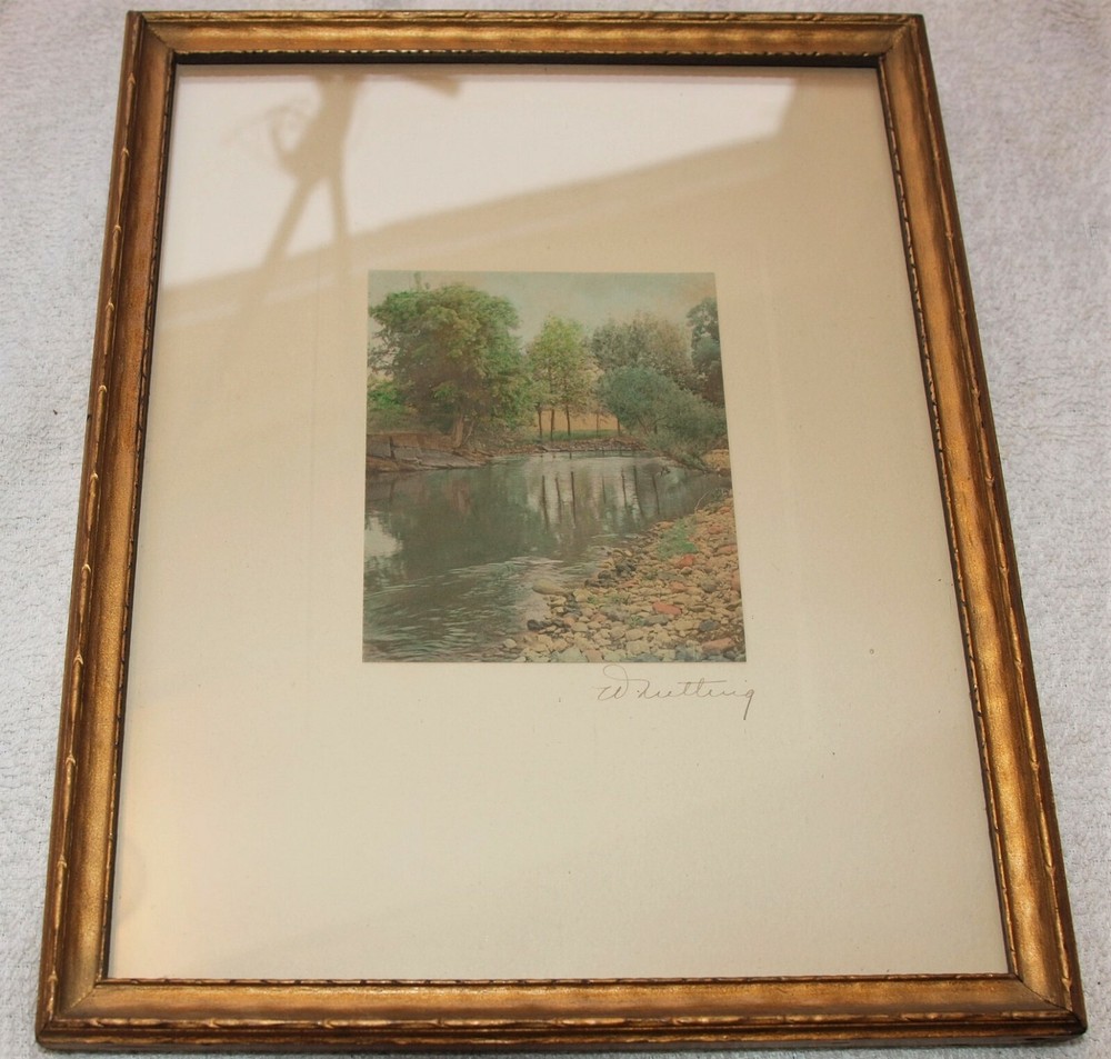 Rare Miniature Signed WALLACE NUTTING HandTinted Photo Circa Early 20th Century