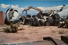 VINTAGE AIRCRAFT AIRPLANE SALVAGE SCRAPYARD SURREAL LANDSCAPE COLOR PHOTOGRAPH