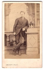 Photograph Drewett, Guildford, 47 High Street, Man Leaning Against Decorative Balust