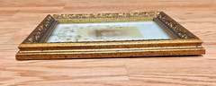 Lot 2 Vintage Gold Framed Black White Portrait Photographs Hand Painted Flowers
