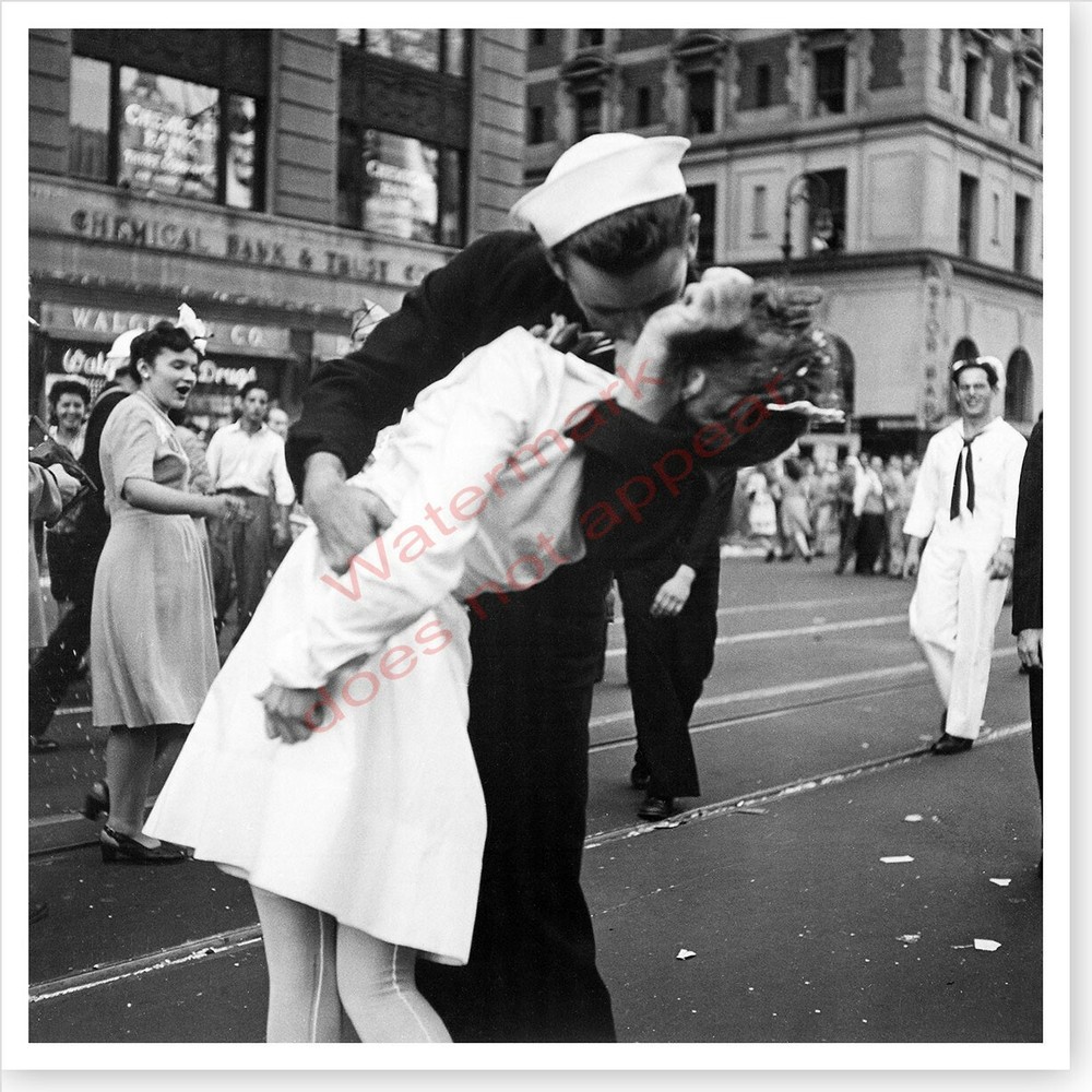 World War II VJ Day Sailor Kissing Girl Nurse Times Square Silver Halide Photo