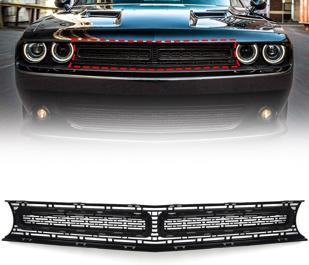 Front Upper Grille Compatible with Dodge Challenger 2015 2016 2017 2018 2019 202