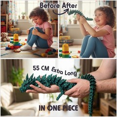 55cm Green Articulated Dragon 3D Printed Fidget Desk Decor Figure