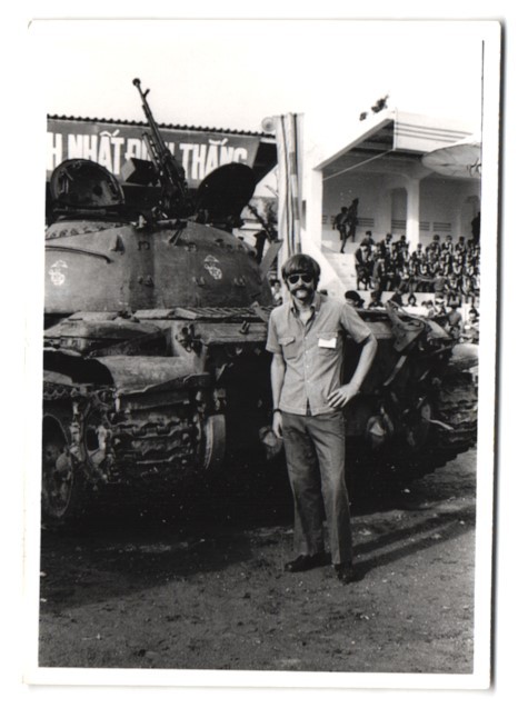 Photograph Saigon / Vietnam, tank, tank at a parade in the stadium