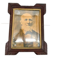 Haunted Antique Sepia Portrait Man Ornate Wood Frame Gothic Wall Art 1800s Photo