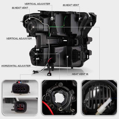 – for 2015-2017 Ford F150 Pickup [Built-In LED Low Beam] LED Tube Black Projecto