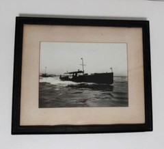 Vtg Signed Morris Rosenfeld Framed Motor Boat Framed Marine Vessel Photograph