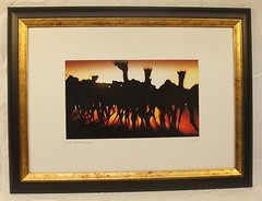 27.5″ CAMEL SUNSET SILHOUETTE DESERT FRAMED PHOTOGRAPH SIGNED – DUBAI