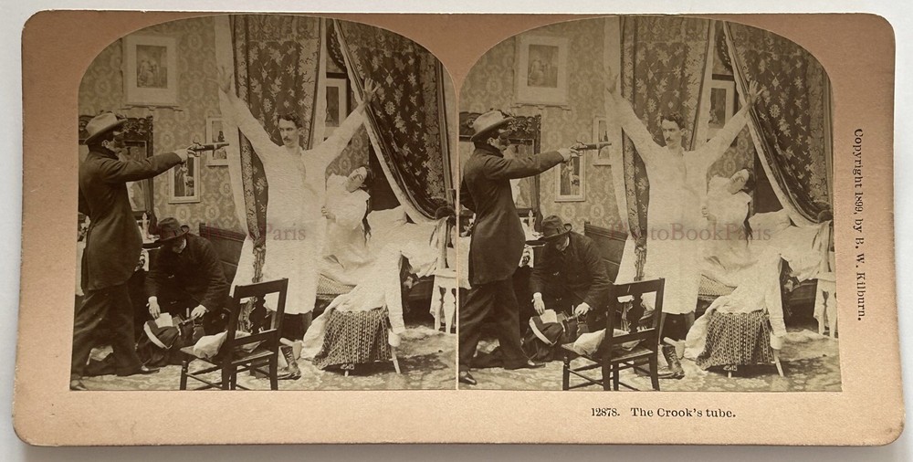 Life Of Couple Scene Comic Les Escrocs 1897 Photo Stereo Vintage Album