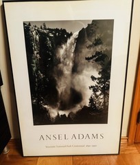 Ansel Adams Bridal Veil Fall Yosemite National Park Framed 26”x 36” 1890-1990/