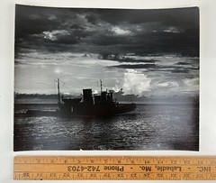 Vintage Large Black & White Photograph Photography Print Nautical Ship At Sea