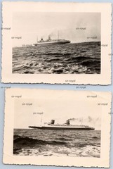 2x Bremen Steamer Ship 1937 in the North Sea – 1930s – Photo 10x7cm