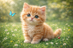 Feline Cute Kitty Cat Digital Image Picture Photo Wallpaper Desktop AI Art 0.99