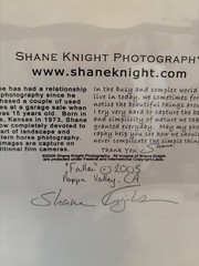 Shane Knight Signed & Numbered Photograph «Fallen» Napa, CA. Limited Ed. No 850