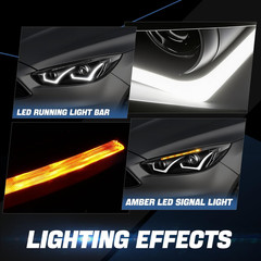 LED DRL Headlights Assembly Compatible with 2015-2018 Ford Focus, Driver Passeng