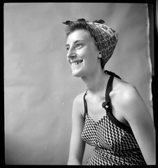 Young Woman In Swimsuit – Old Photo Negative On. 1940