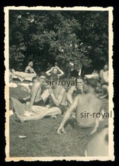 Men Smoking Semi Nude – 1930s Jungmann Nude Boys Swim Trunks – Photo 6x9cm