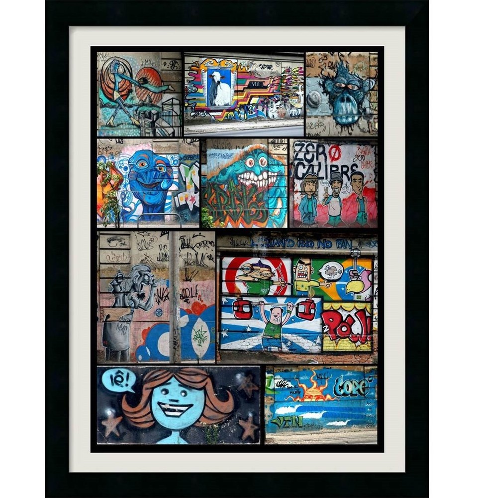 BRAZIL WALL GRAFFITI POSTER PRINT RIO DE JANEIRO COLLAGE STYLE 12×18