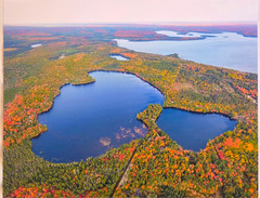 Eleanor & Birch Lakes, Gogebic Co, Watersmeet, MI Aerial Photo. Frame Optional
