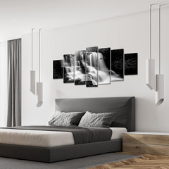 Xlarge 7 Piece Black & White Waterfall Canvas Art for Living Room Decor