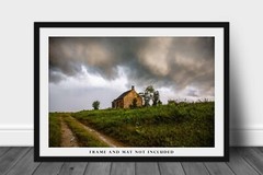 Rustic Farmhouse Photography Print: Oklahoma Farm Country Storm Clouds Photo