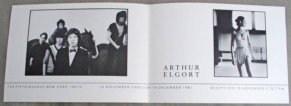1981 Gallery Exhibition Invitation Photographs Arthur Elgort Mick Jagger NYC