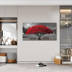 Mofutinpo Black and White Red Tree Wall Art Canvas Print Picture Large Red Tr…
