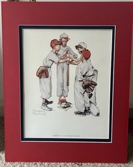 Choosin’ Up By Norman Rockwell 8×10 With 11×14 Red & Navy Blue Matte baseball