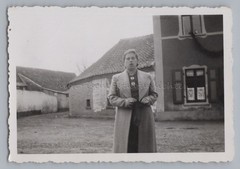 Gatersleben Zealand – Woman in Front of Apartment with NS Flags – Photo 1930s 1940s
