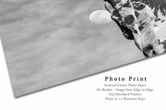 Moon Photography Print: Utah Sandstone Cliff Arches National Park Black & White