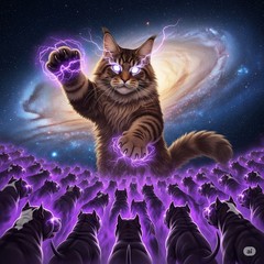 Funny Pitbull Dog Cat Maine Coon Fun Photo Birthday Gift Cat God Purple God 😺