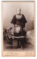 Photograph Ad. Winkler, Görlitz, Berliner Str. 12, Girl with Hat and Plant