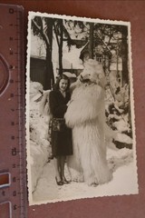 Great old photo pretty woman and person in polar bear costume – 1930s-40s?