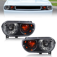 Halogen Headlight Assembly Compatible with Dodge Challenger 2008-2014, Halogen H