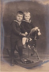 Cardboard Photo – Children with Rocking Horse – 1920s