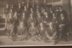 Great old group photo – students?? construction? Angle, 1924