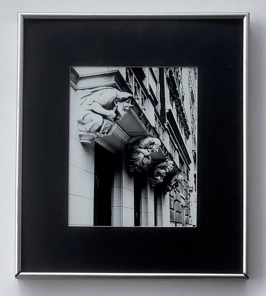 Framed Photo John Donnelly Architectural Stone Carvings New York City Building