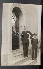 Photo Portrait Father Son Man Hat Child Oberhausen Residential Building Postcard