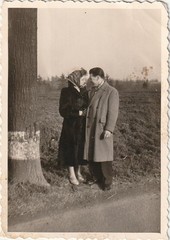 Vintage Photo Couple in Beautiful Coats Fashion Snapshot