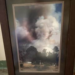 Lot of 3 Matted & Framed Color Wildfire Smoke Forest Photo Wall Art, Portrait