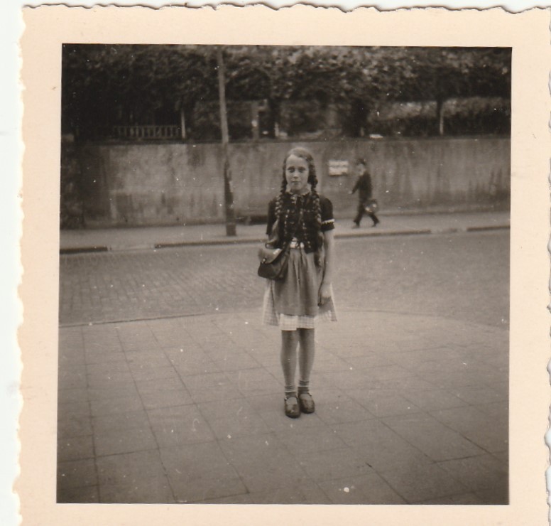 Vintage Photo Pretty Girl Long Pigtails Snapshot 1950s