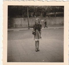Vintage Photo Pretty Girl Long Pigtails Snapshot 1950s