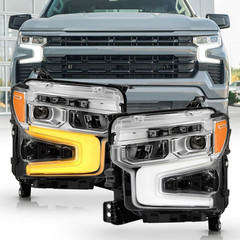 – for 2022-2024 Chevy Silverado 1500 LT|RST Chrome Bezel W/Amber Tracer Animatio