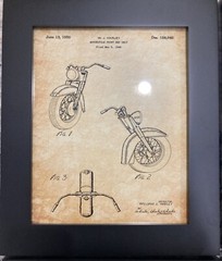 Harley Vintage Motorcycle Wall Art 6 Black Framed Patent Reproduction Drawings